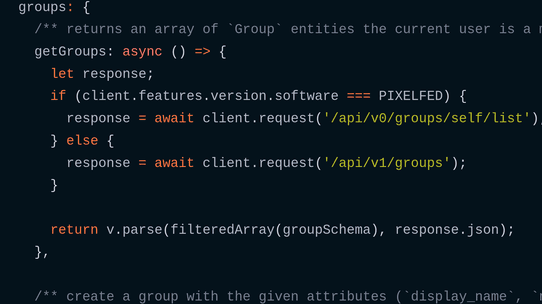 Screenshot of a part of pl-api source code